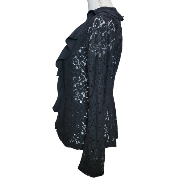 Free People Black Lace Ruffled Cardigan in 6 - Picture 3 of 7